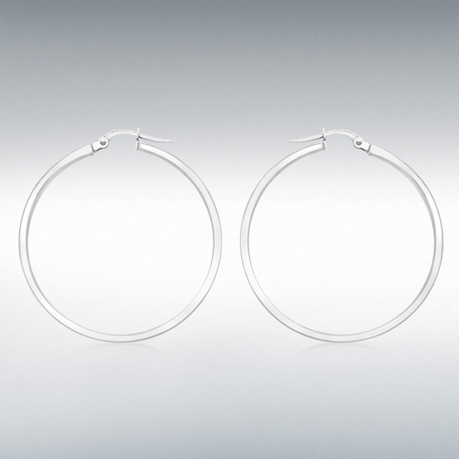 9ct White Gold Polished Hoop Earrings