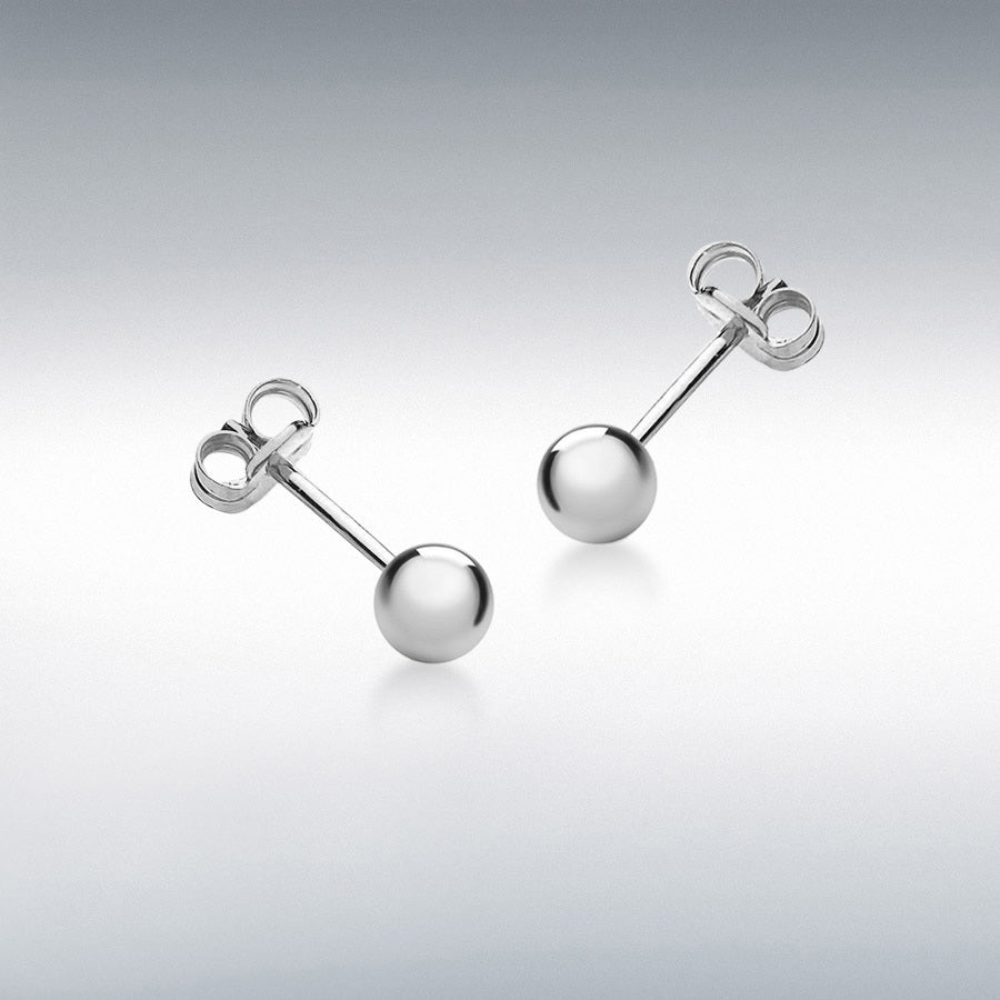 9ct White Gold 4mm Plain Ball Stud Earrings – ST Hopper