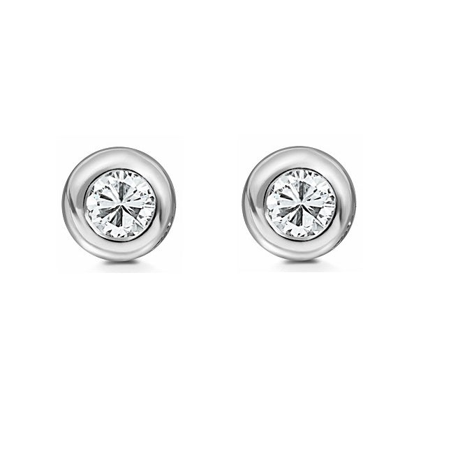 9ct White Gold 0.30ct Rub Set Diamond Stud Earrings