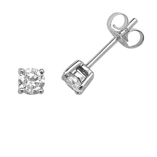 9ct White Gold 0.50ct Claw Set Stud Earrings