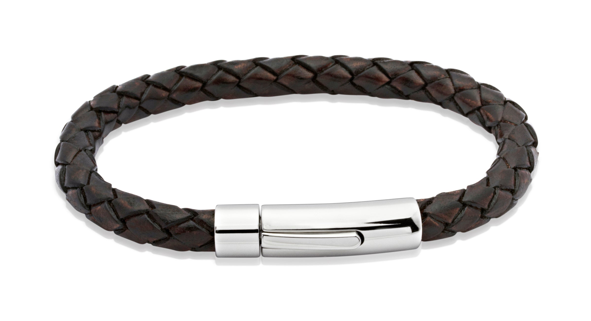 Mens Unique &amp; Co Antique Dark Brown Leather Bracelet