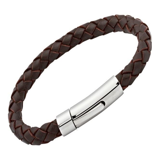 Mens Unique &amp; Co Dark Brown Leather Bracelet