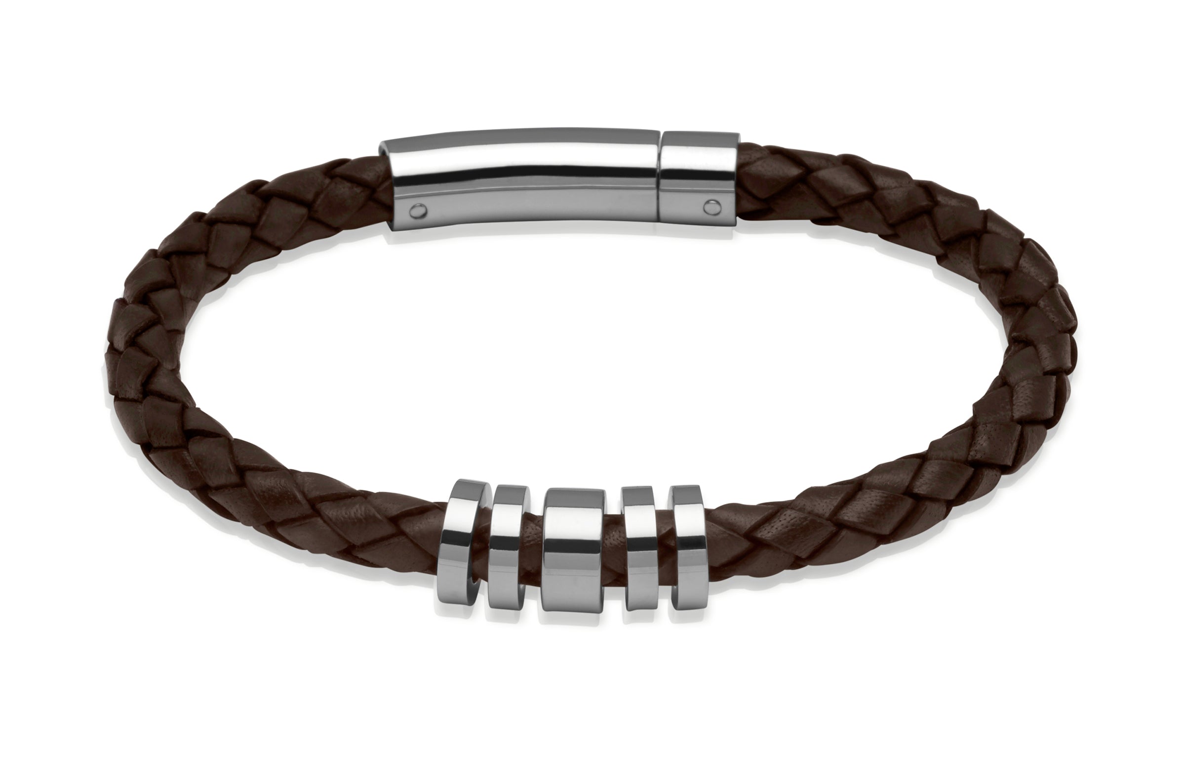 Mens Unique &amp; Co Dark Brown Leather Bracelet