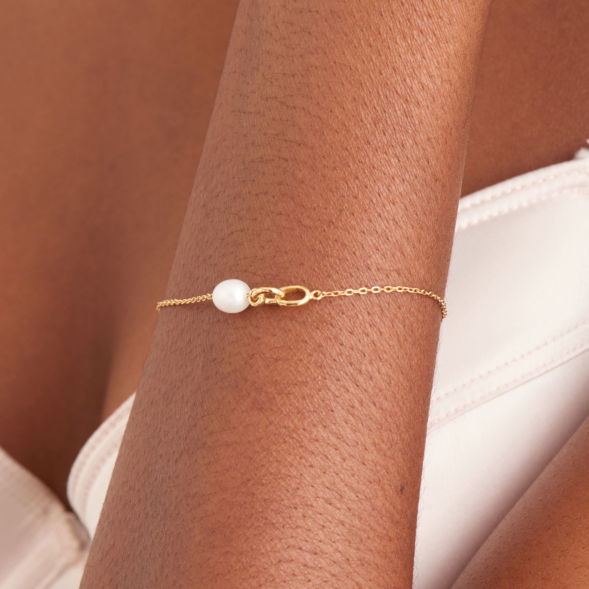 Gold Vermeil Ania Haie Pearl Link Chain Bracelet
