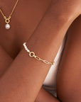 Gold Vermeil Ania Haie Pearl Chunky Link Chain Bracelet