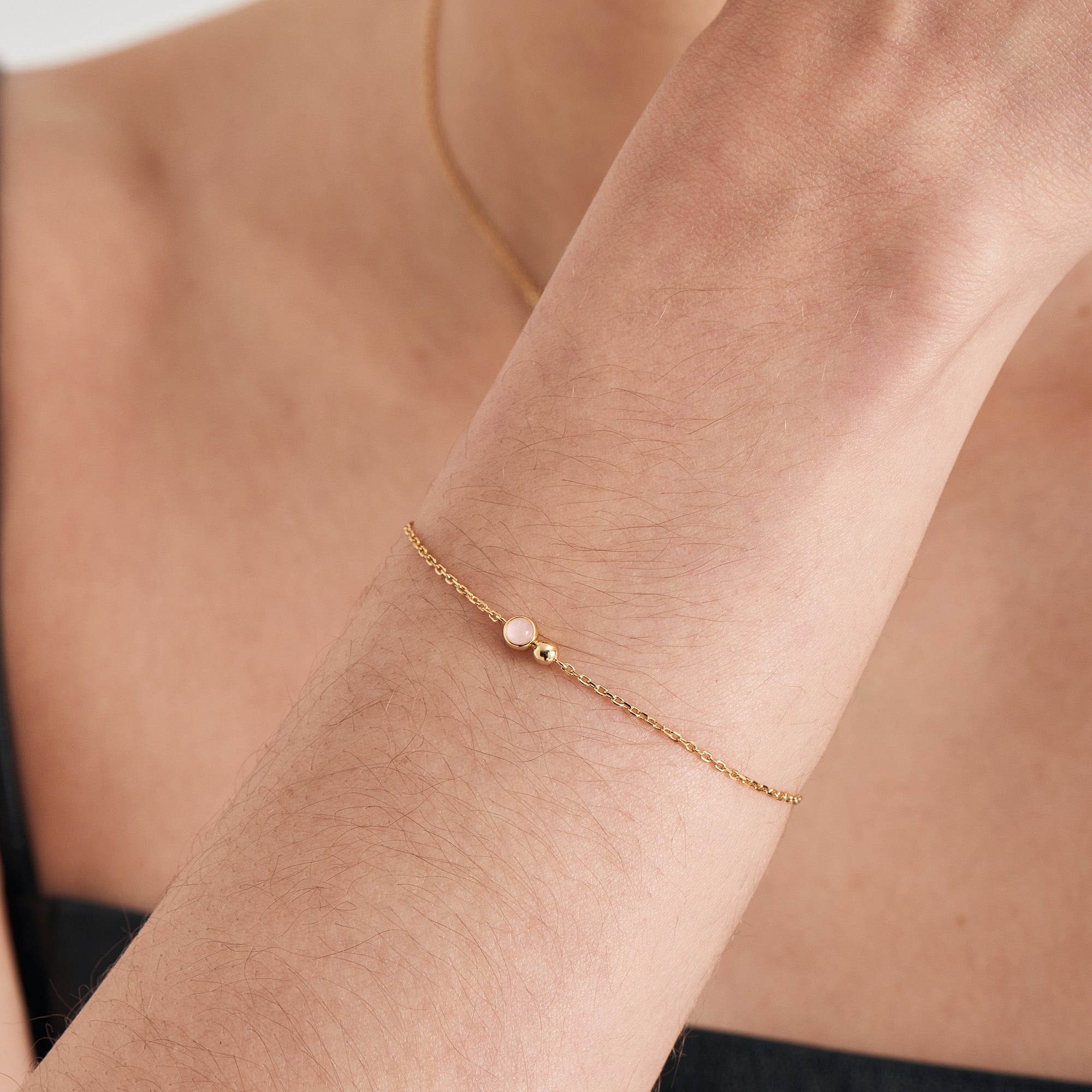 Gold Vermeil Ania Haie Orb Rose Quartz Chain Bracelet