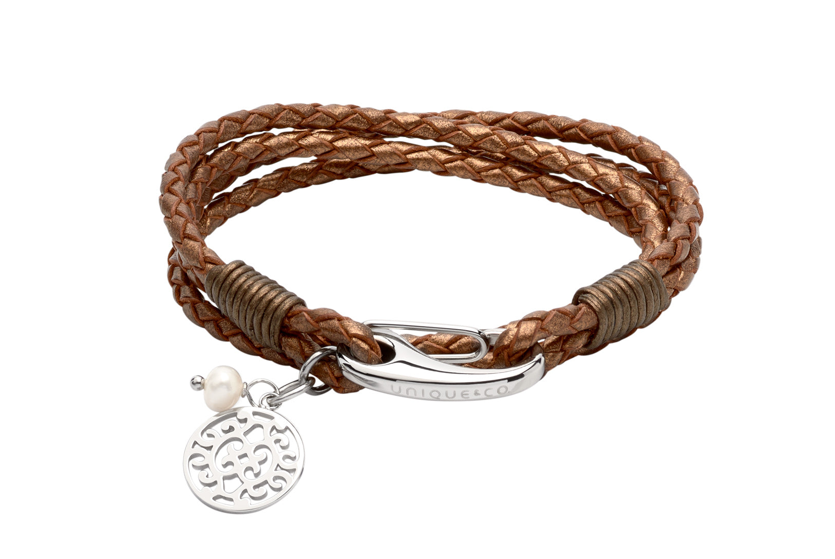 Ladies Unique &amp; Co Bronze Leather Bracelet