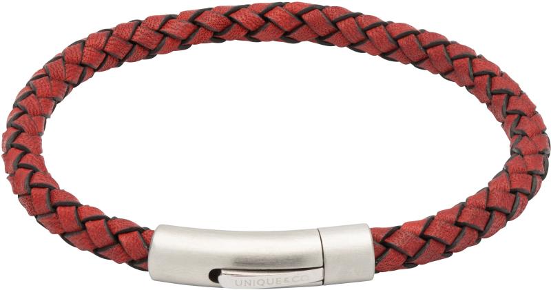 Mens Unique &amp; Co Red Leather Bracelet