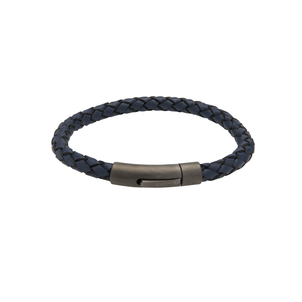 Mens Unique &amp; Co Blue Leather Bracelet