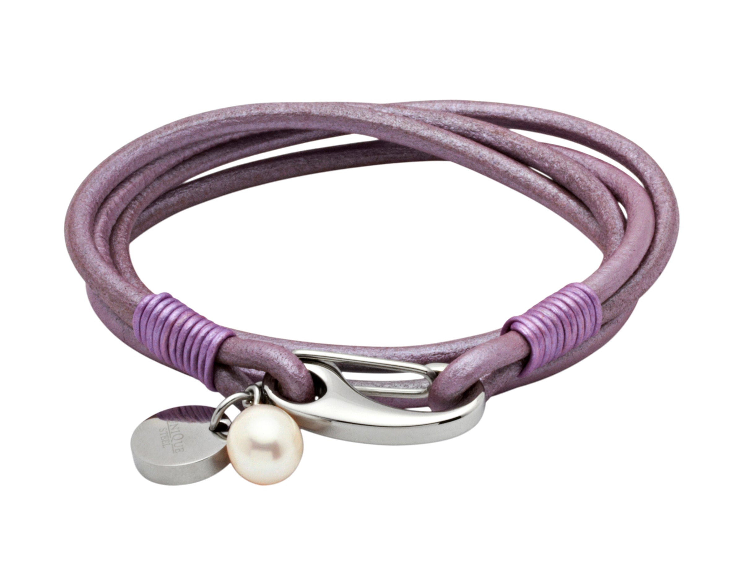 Ladies Unique &amp; Co Lilac Leather Bracelet