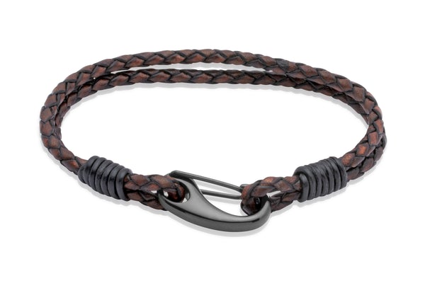 Unisex Unique &amp; Co Antique Dark Brown Leather Bracelet