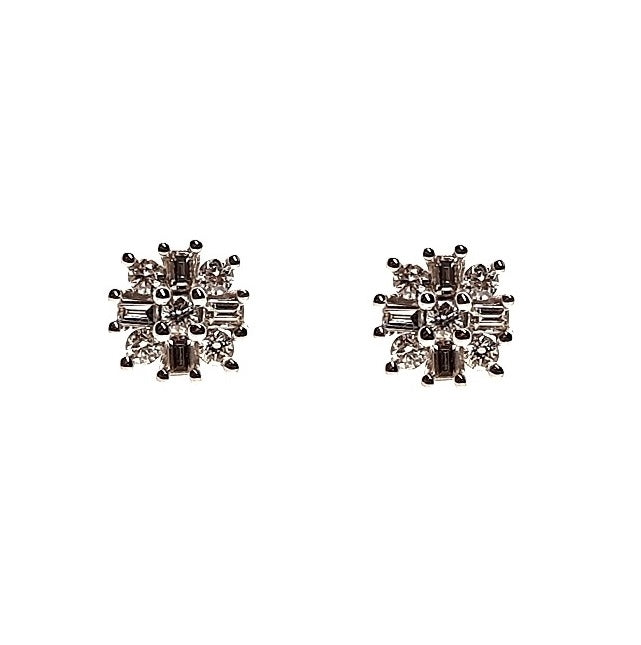 9ct White Gold 0.24ct Diamond Cluster Stud Earrings