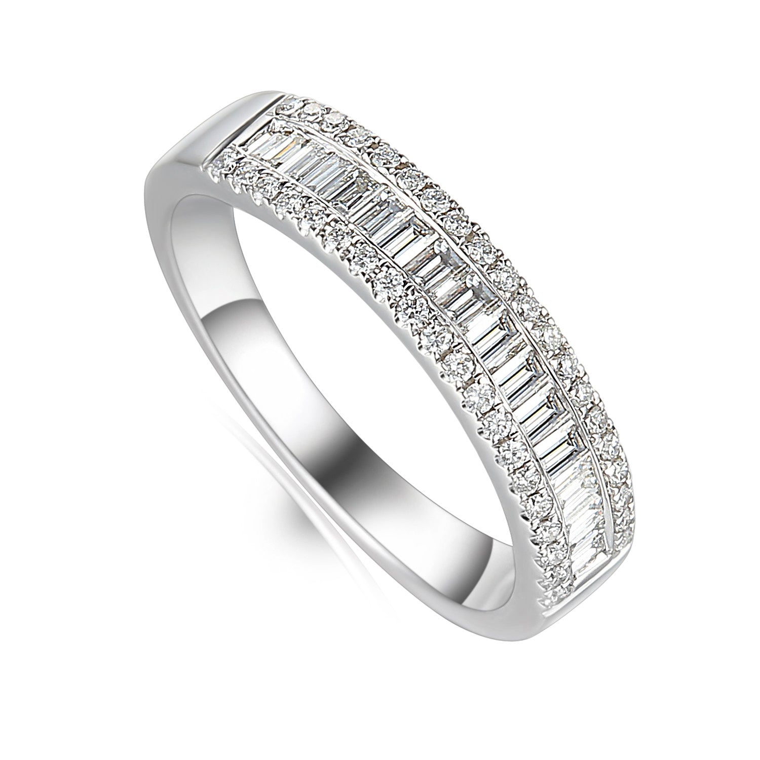 Platinum 0.50ct 3 Row Diamond Half Eternity Ring