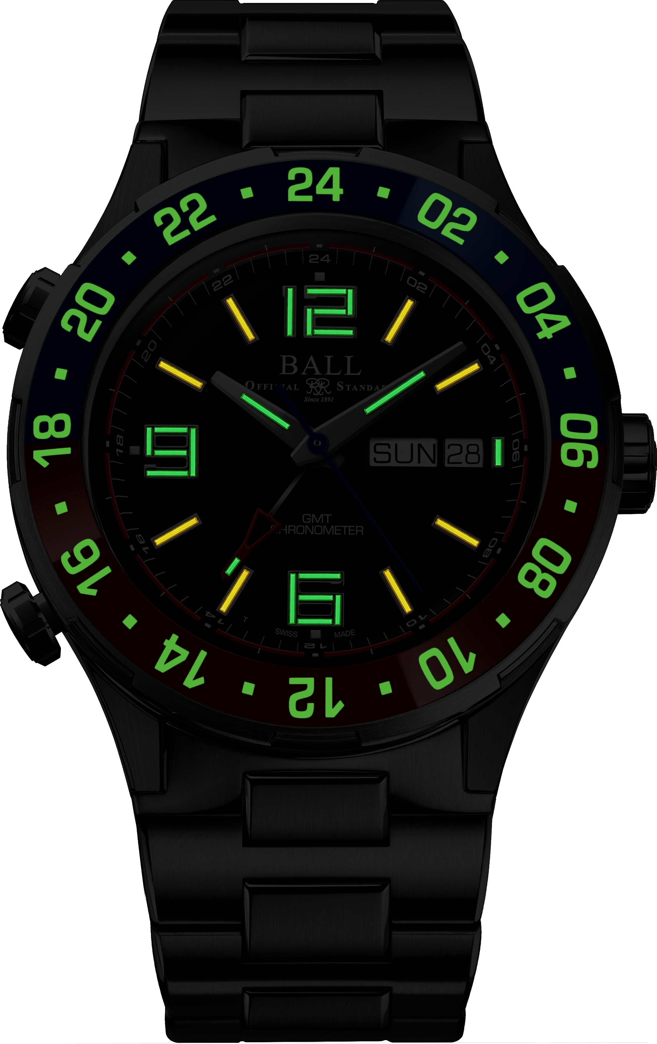 Mens Roadmaster Marine Pepsi Bezel GMT Ball Watch