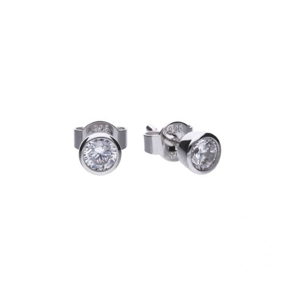 Sterling Silver Diamonfire 0.50ct Rub Set Zirconia Stud Earrings