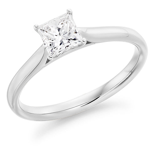 Platinum 0.50ct Princess Cut Solitaire Diamond Ring