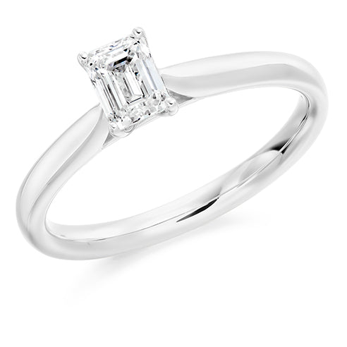 Platinum Emerald Cut Solitaire Diamond Ring