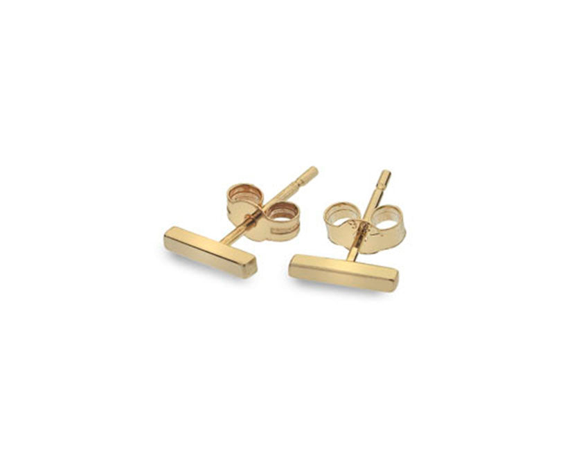 9ct Yellow Gold Square Bar Stud Earrings