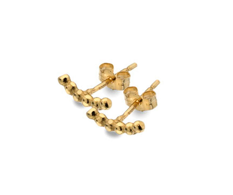 9ct Yellow Gold Bead Climber Stud Earrings