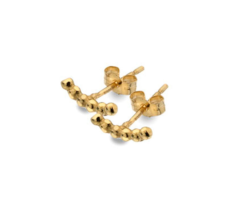 9ct Yellow Gold Bead Climber Stud Earrings