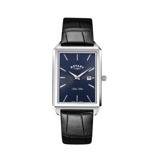 Mens Steel Rotary Ultra Slim Watch on Leather Strap