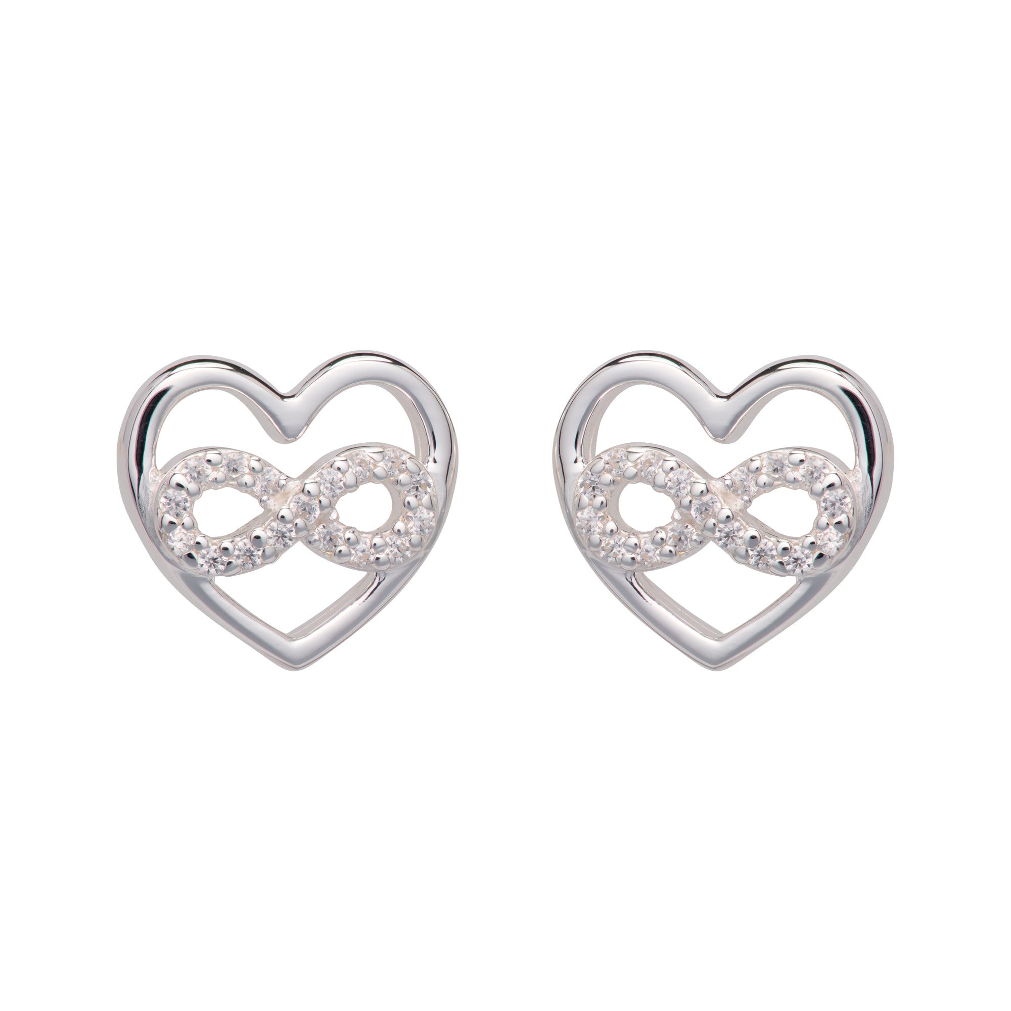 Sterling Silver Infinity Heart Stud Earrings