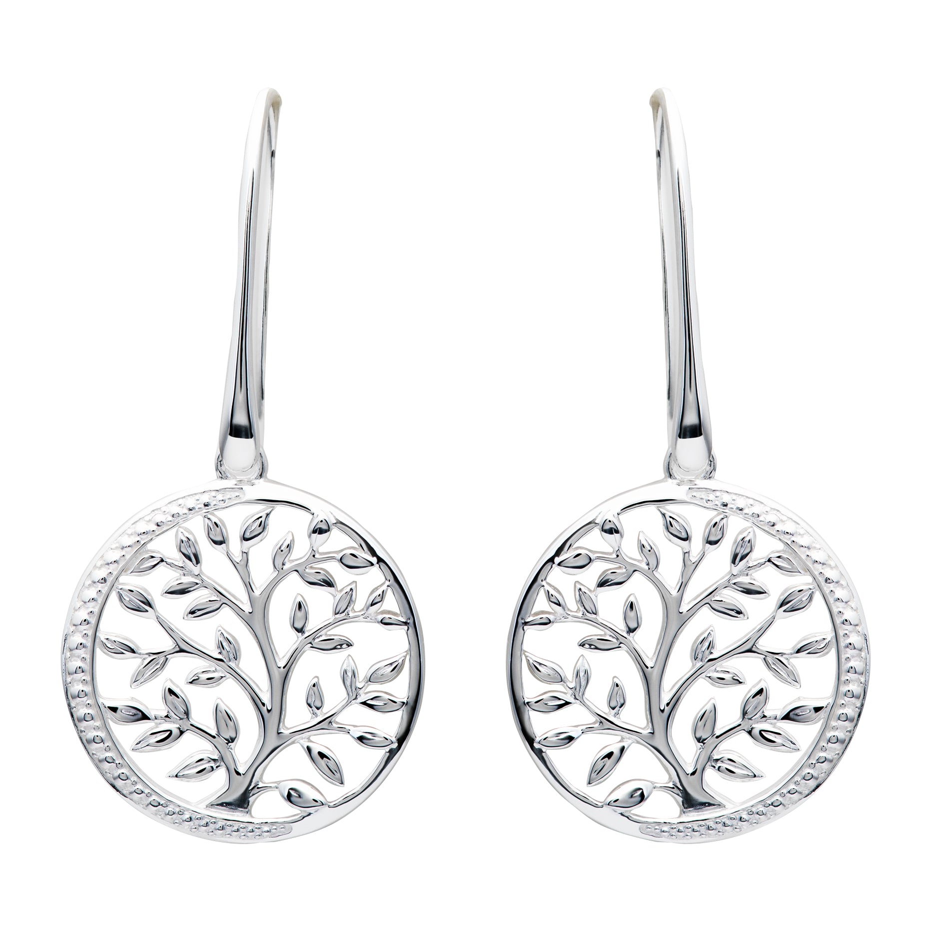 Sterling Silver Tree Of Life Drop Earrings