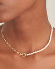 Gold Vermeil Ania Haie Pearl Chunky Link Chain Necklace
