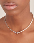 Sterling Silver Ania Haie Pearl Chunky Link Chain Necklace