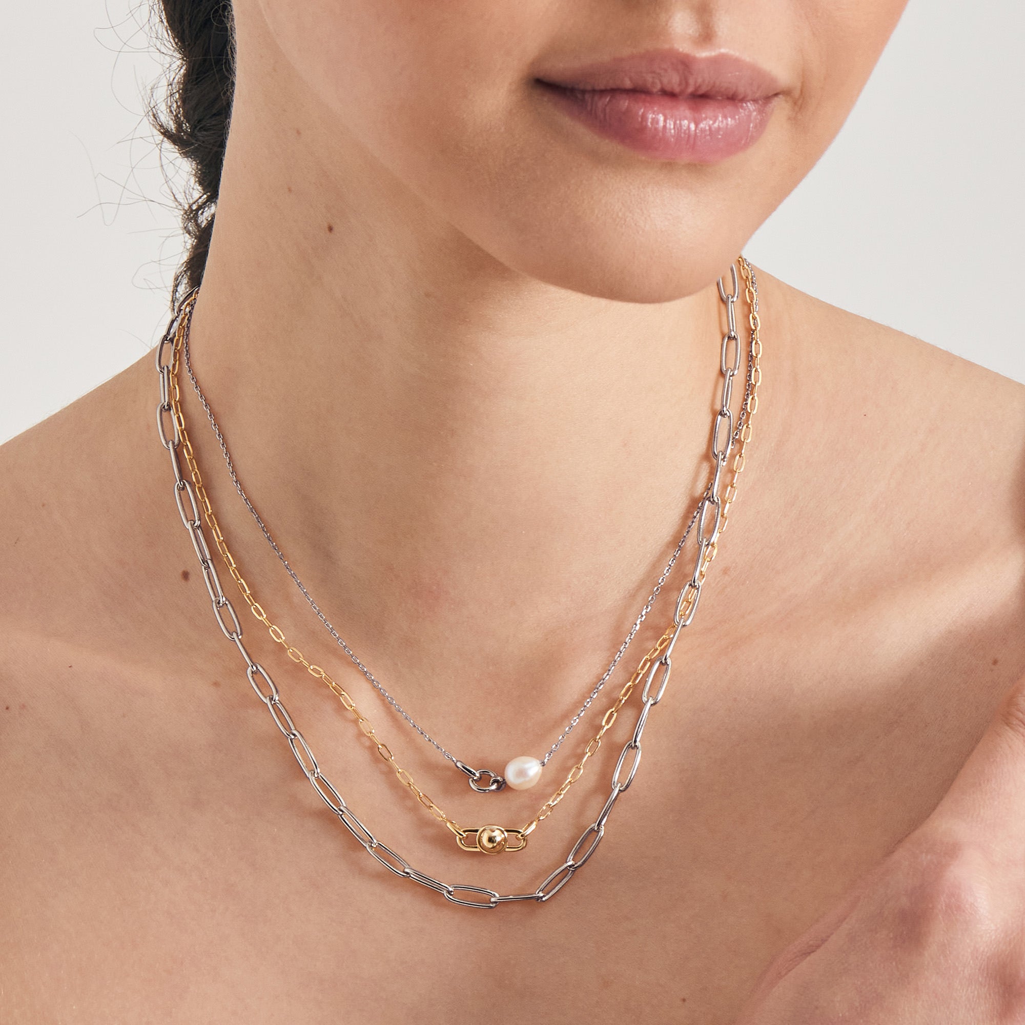 Sterling Silver Ania Haie Pearl Link Chain Necklace