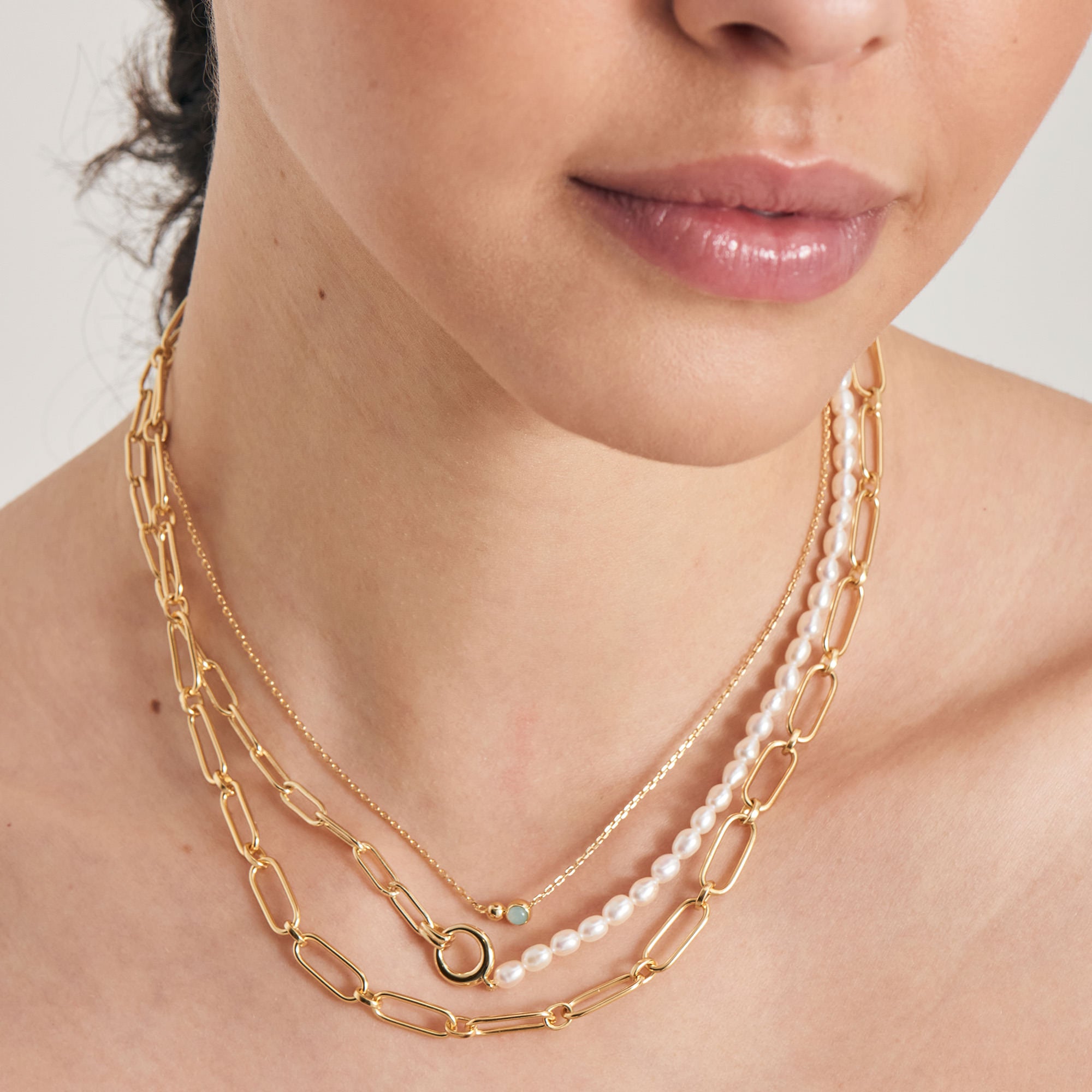 Gold Vermeil Ania Haie Pearl Chunky Link Chain Necklace