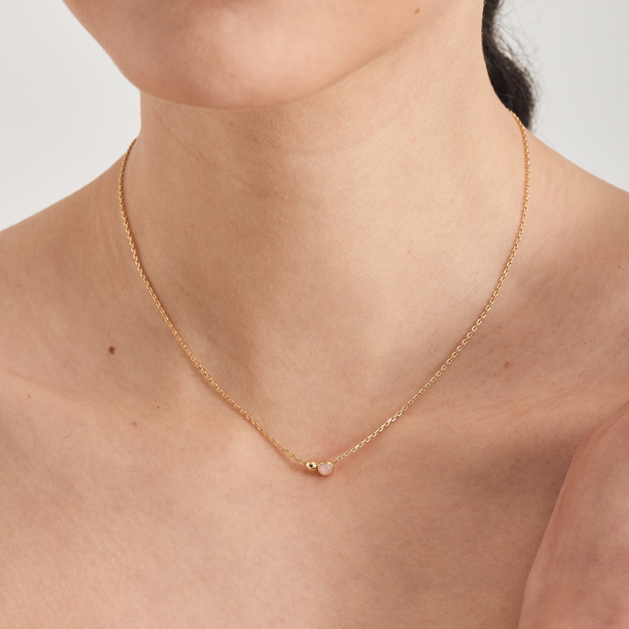 Gold Vermeil Ania Haie Orb Rose Quartz Pendant Necklace