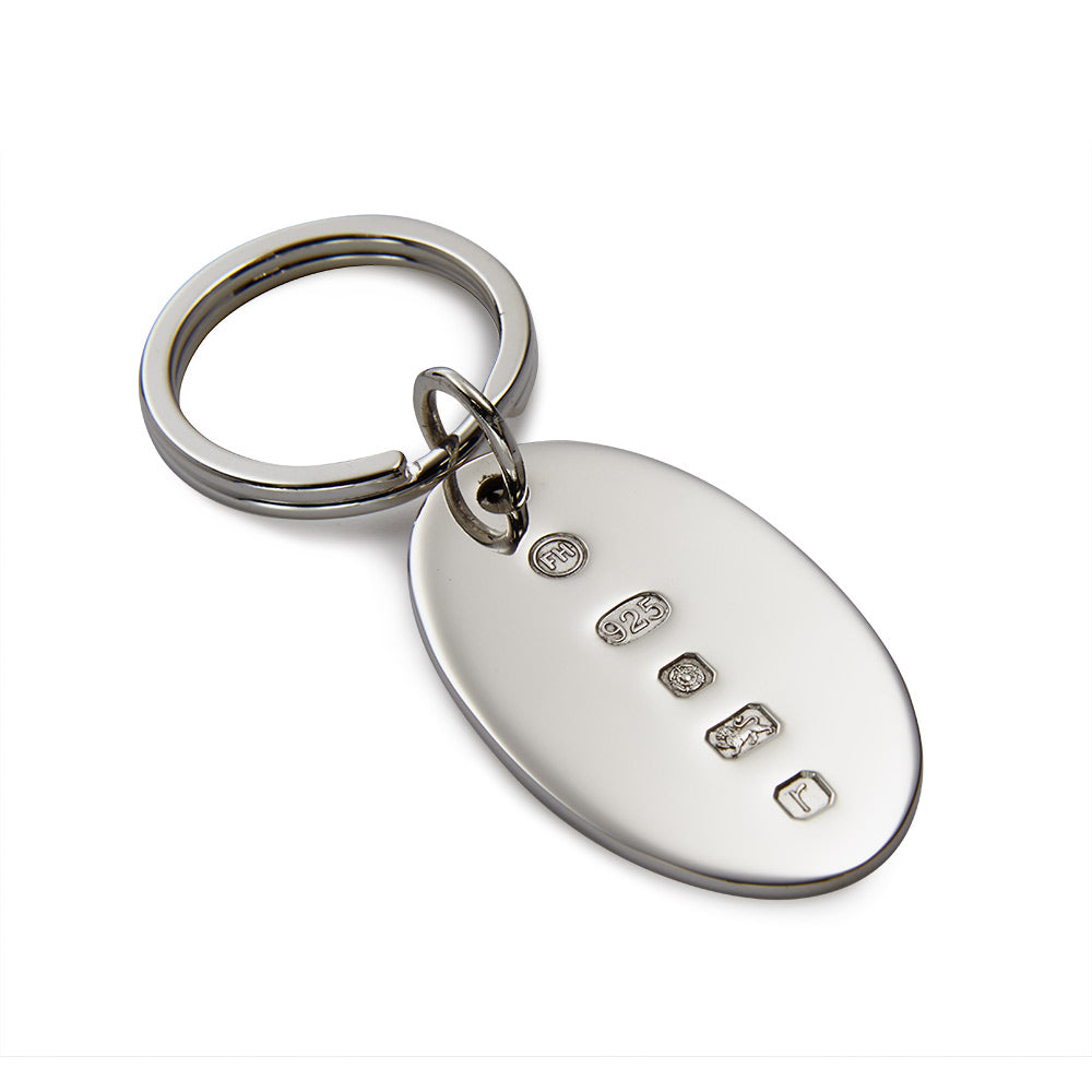 Sterling Silver Platinum Jubilee Oval Keyring