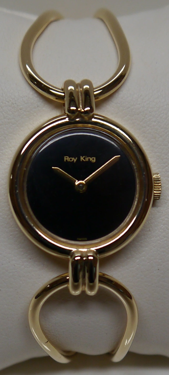 Ladies 9ct Gold Roy King Mechanical Bangle Watch