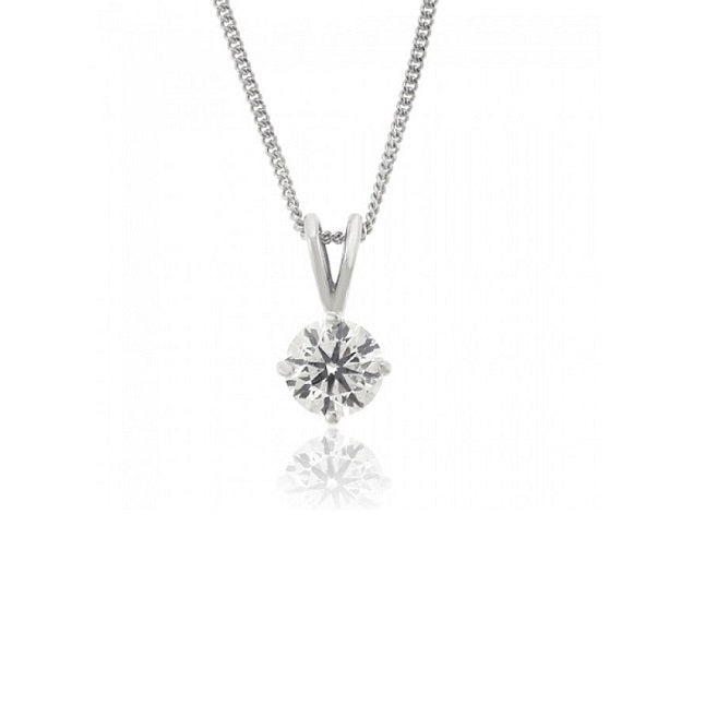 9ct White Gold 0.20ct Claw Set Diamond Necklace