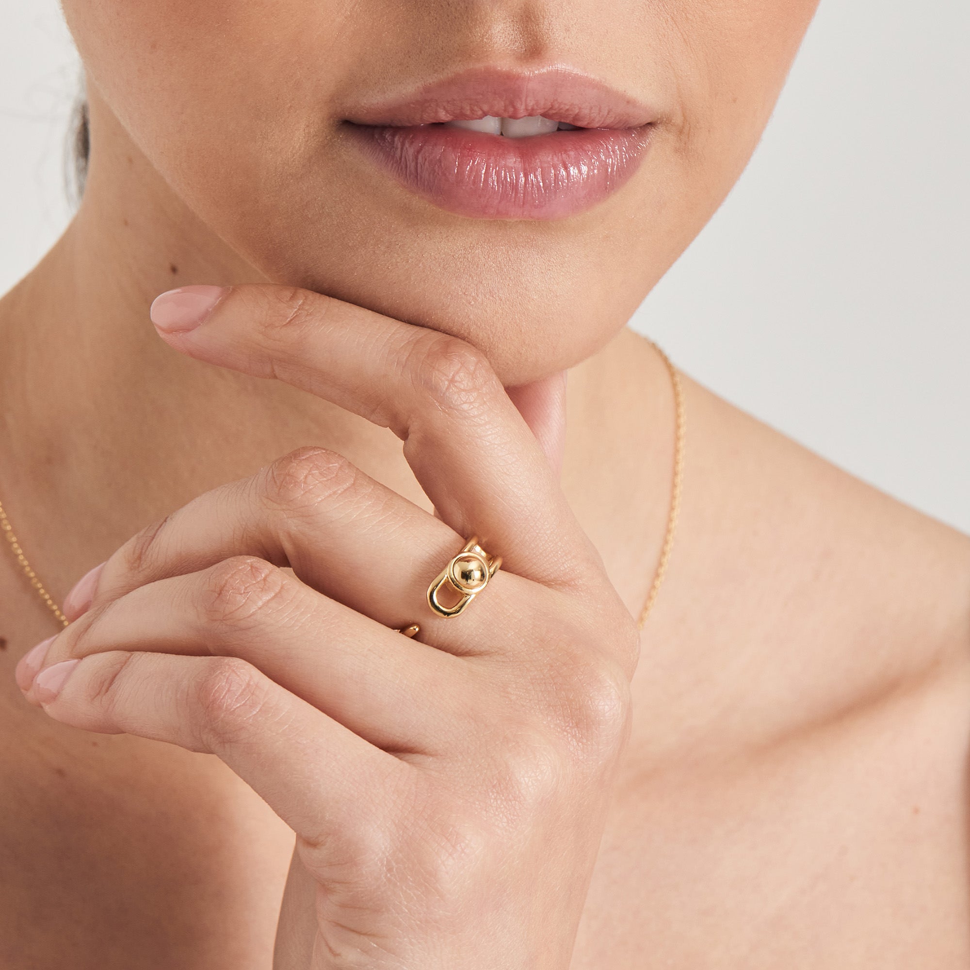 Gold Vermeil Ania Haie Orb Claw Adjustable Ring