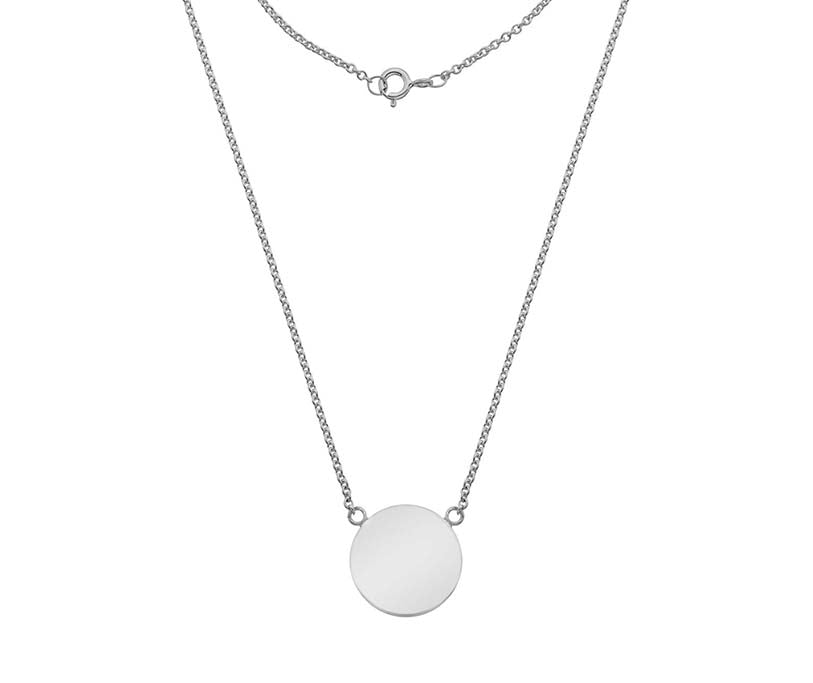 Sterling Silver 18mm Plain Disc Necklace