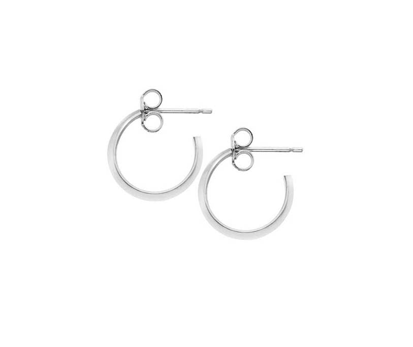 Sterling Silver D Shape Hoop Earrings
