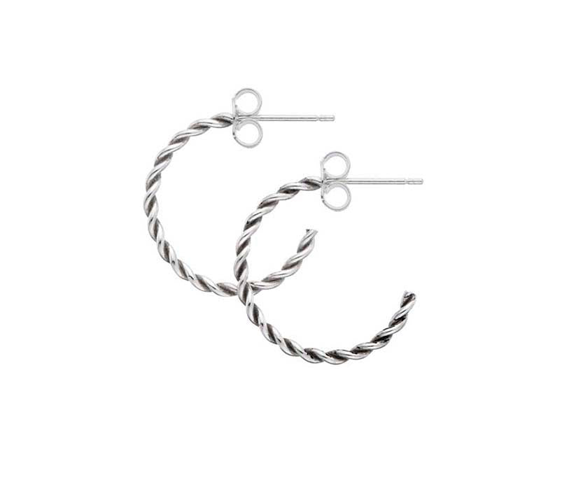 Sterling Silver Twist Hoop Earrings