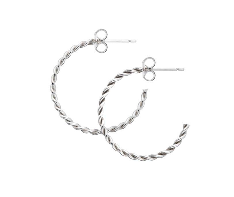 Sterling Silver Twist Hoop Earrings