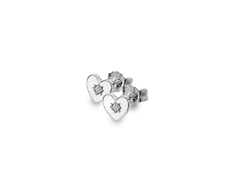 Sterling Silver Heritage Diamond Heart Stud Earrings