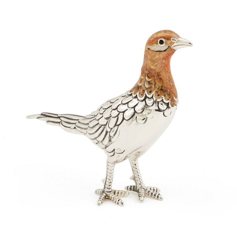 Silver and Enamel Hen Pheasant