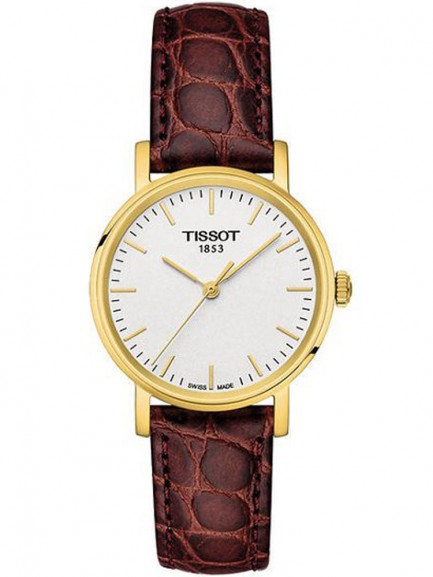 Ladies Gold PVD Tissot Everytime Watch on Leather Strap