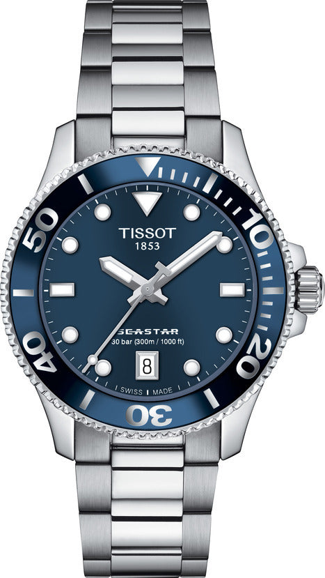Mid Size Steel Tissot Seastar 1000 Watch on Bracelet