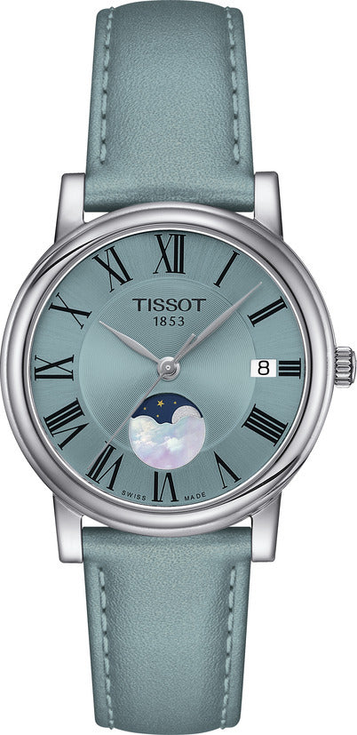 Ladies Steel Tissot Carson Moonphase Watch on Leather Strap