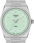 Mens Steel Tissot Mint Green PRX Watch on Bracelet