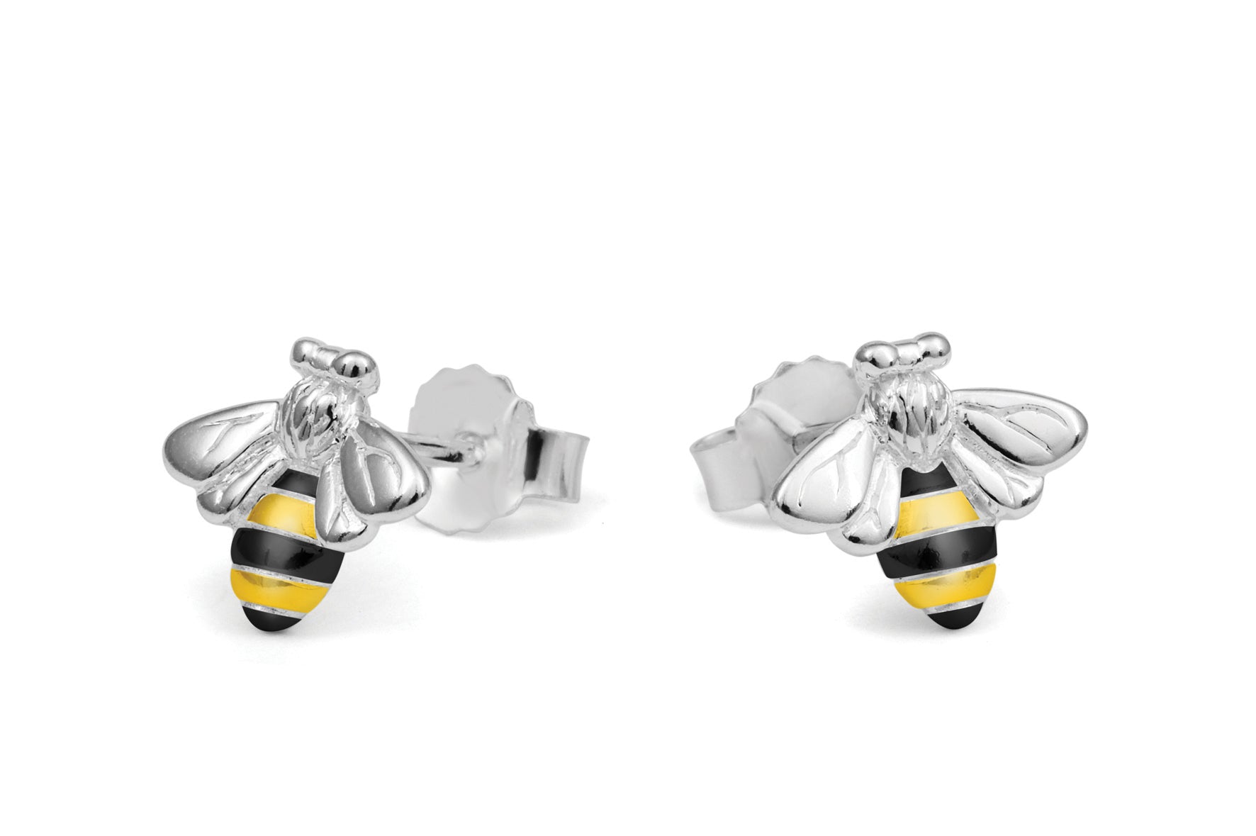 Sterling Silver &amp; Enamel Bee Stud Earrings