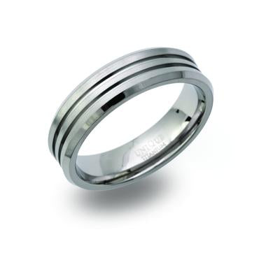 Mens Unique &amp; Co Titanium Ribbed Ring