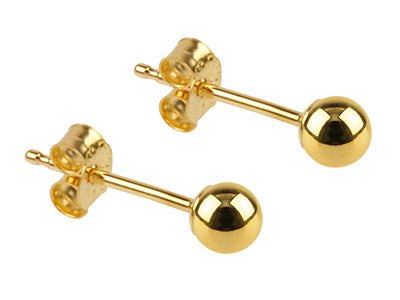 9ct Yellow Gold 3mm Plain Ball Stud Earrings
