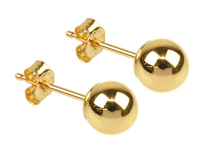 9ct Yellow Gold 5mm Plain Ball Stud Earrings